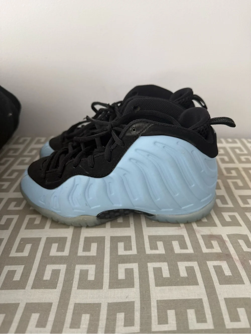 Nike Kids Light Blue Foam Sneakers with Black Upper